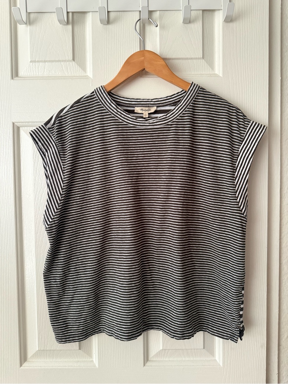 Madewell Black and White Striped Tank Top